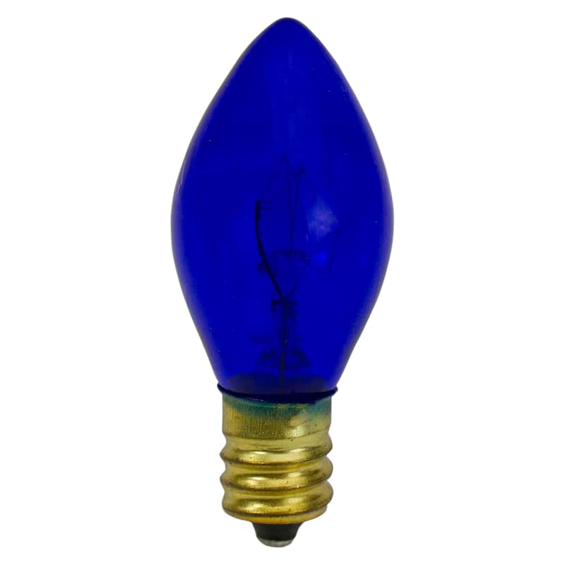 Set of 4 Blue C7 Transparent Christmas Replacement Bulbs 2" Bed